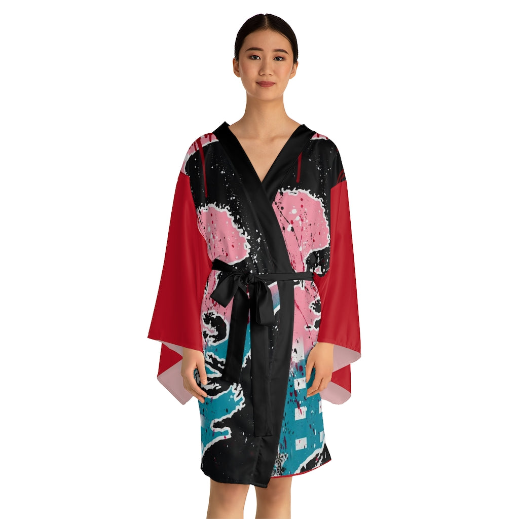 "Unbothered- Grace Jones" Long Sleeve Kimono Robe