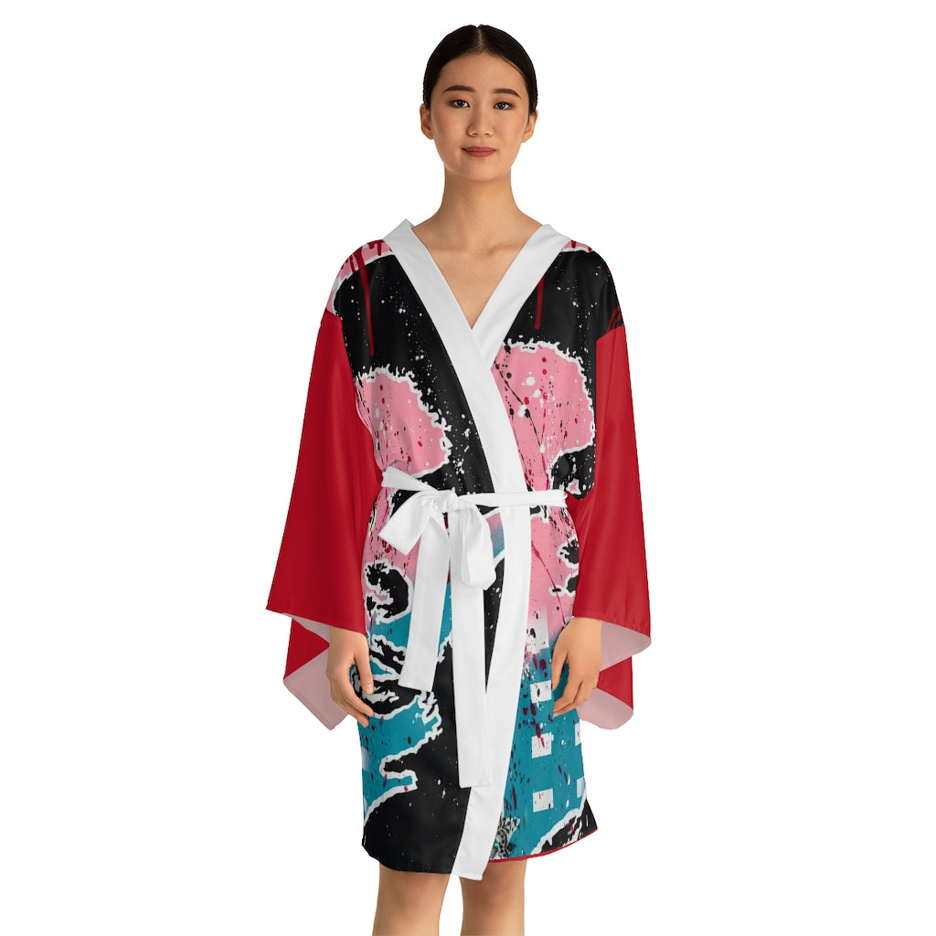 "Unbothered- Grace Jones" Long Sleeve Kimono Robe