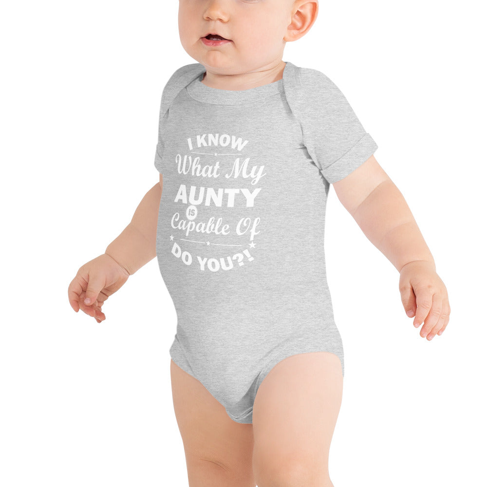 "I Know What My Aunty....." Baby short sleeve one piece