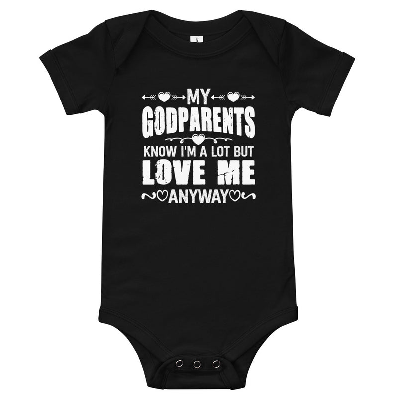" My Godparents Know...." Baby short sleeve one piece
