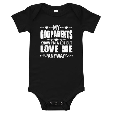 " My Godparents Know...." Baby short sleeve one piece