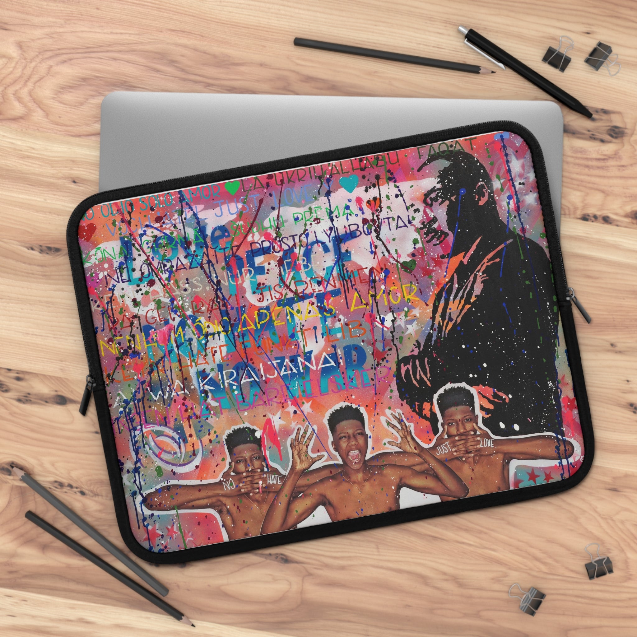 "No Hate Just Love" Laptop Sleeve