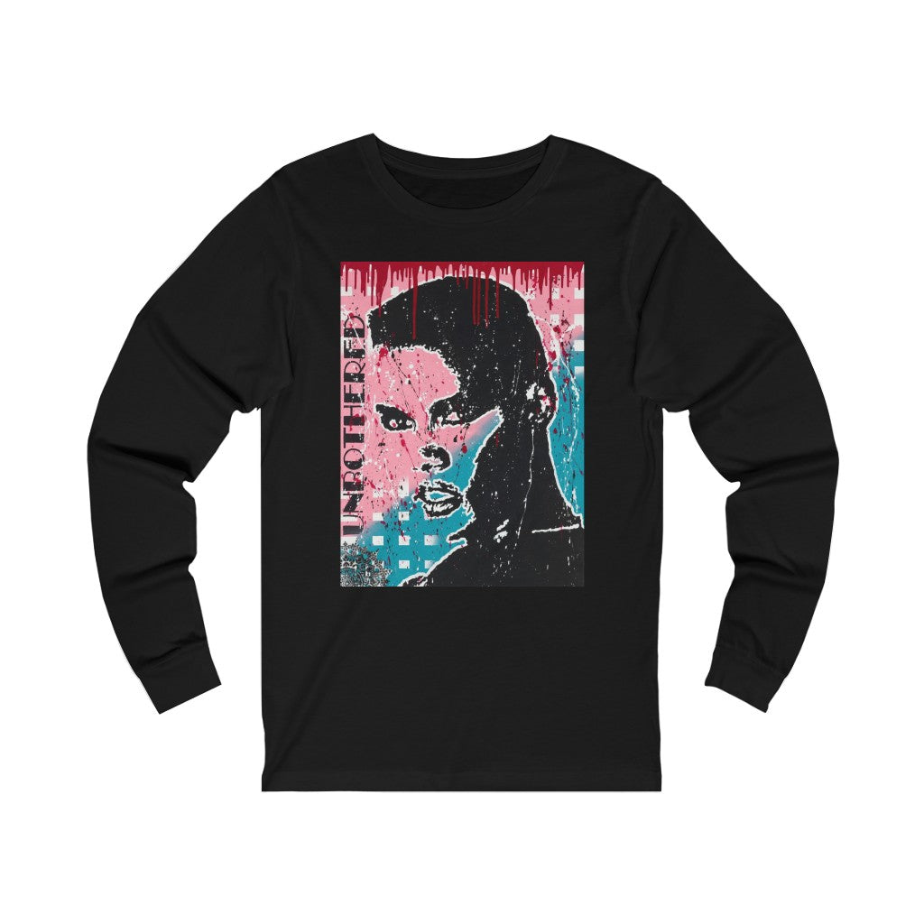 "Unbothered-Grace Jones" Unisex Jersey Long Sleeve Tee