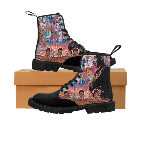 "No Love Just Hate" Men's Canvas Boots
