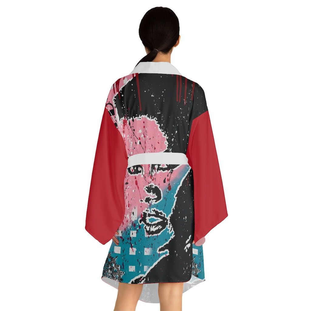 "Unbothered- Grace Jones" Long Sleeve Kimono Robe