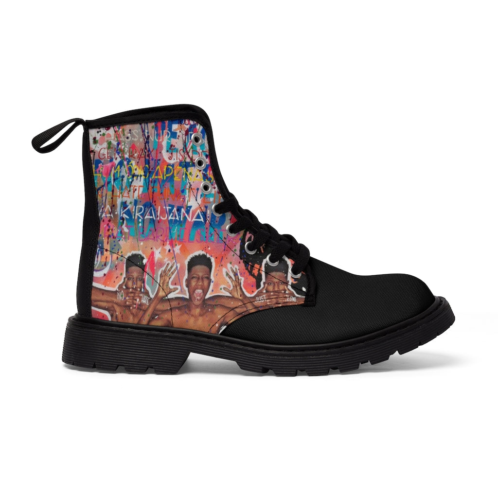 "No Love Just Hate" Men's Canvas Boots