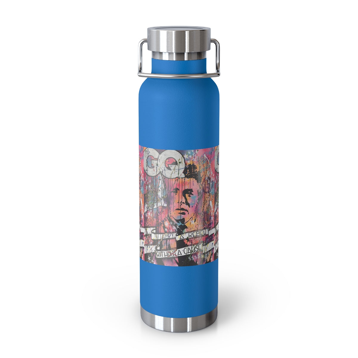 "Rebel With A Cause- Inspired By James Dean" Copper Vacuum Insulated Bottle, 22oz
