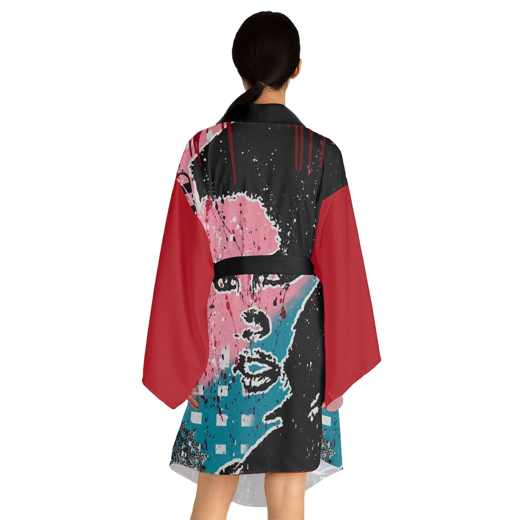 "Unbothered- Grace Jones" Long Sleeve Kimono Robe