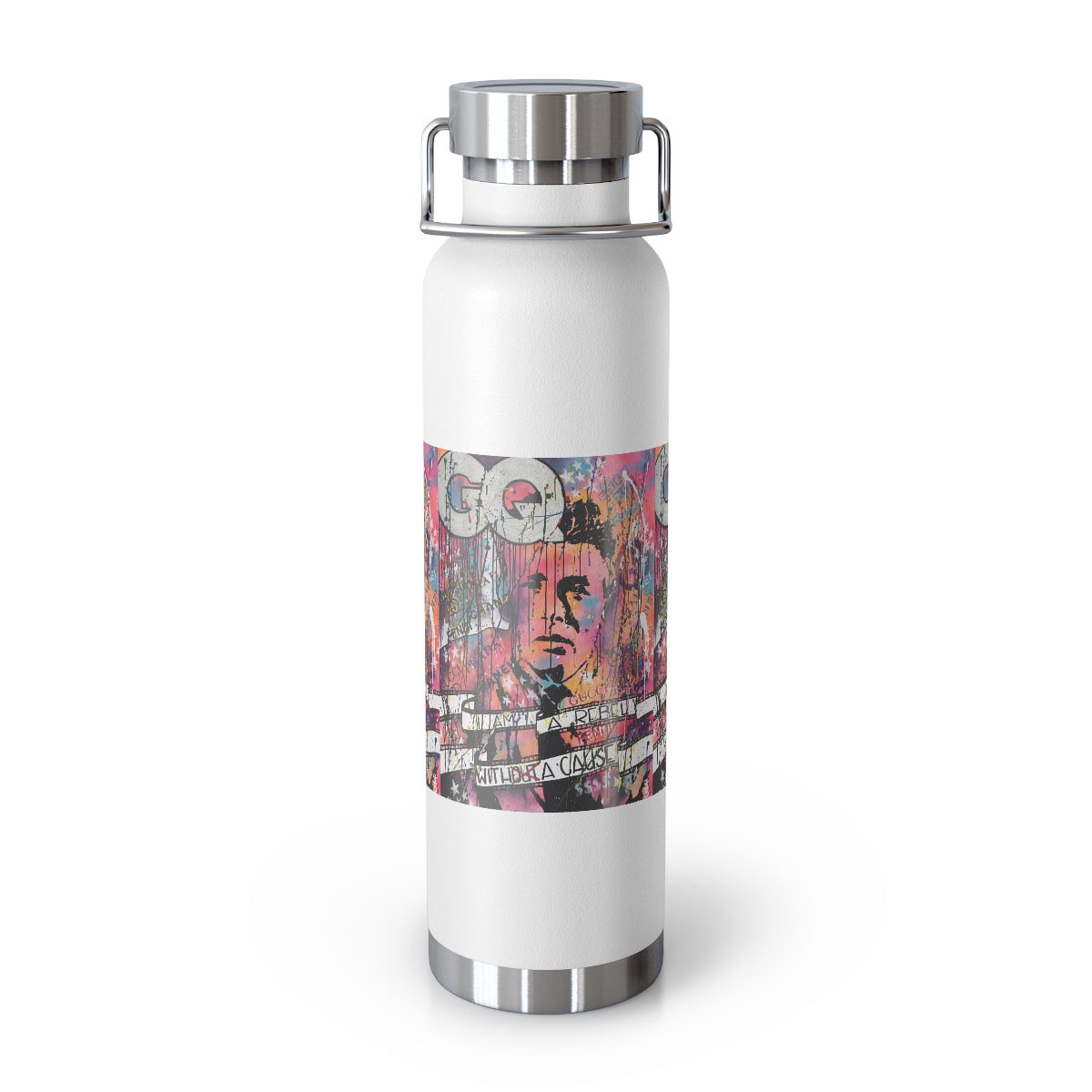 "Rebel With A Cause- Inspired By James Dean" Copper Vacuum Insulated Bottle, 22oz