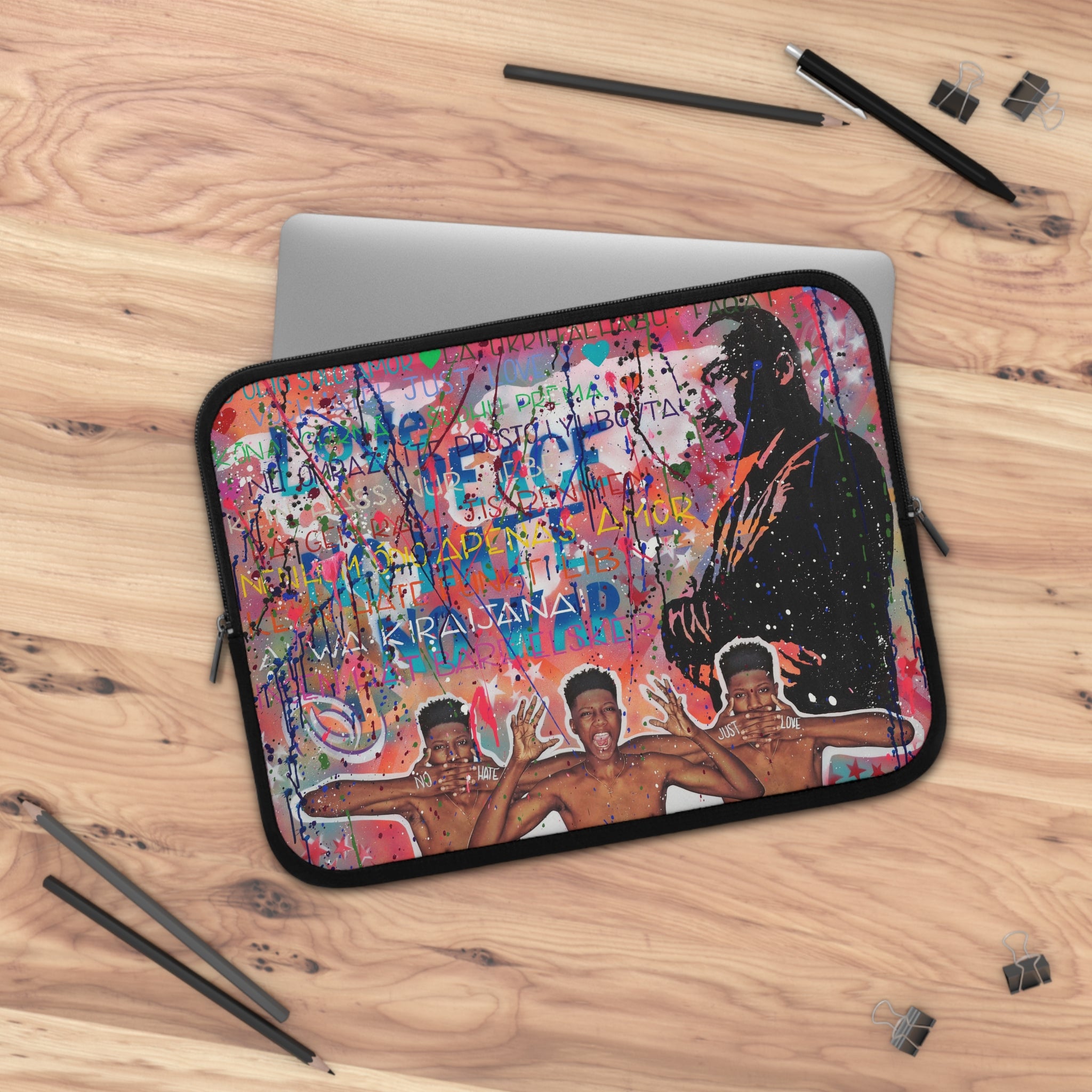 "No Hate Just Love" Laptop Sleeve