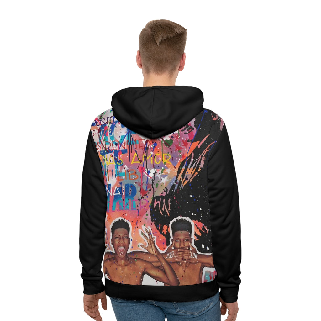 "No Hate Just Love" Men's All-Over-Print Hoodie