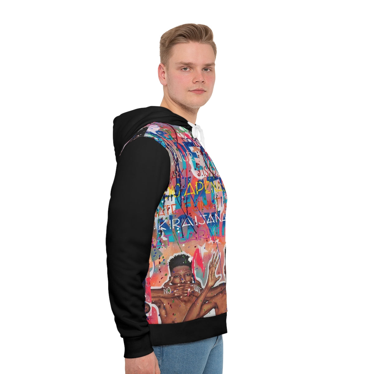 "No Hate Just Love" Men's All-Over-Print Hoodie