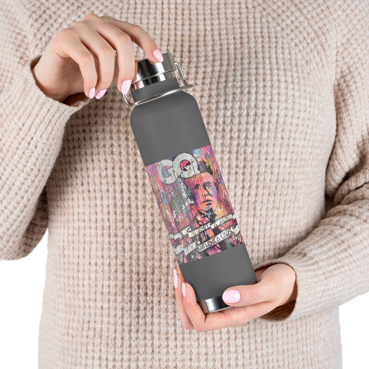 "Rebel With A Cause- Inspired By James Dean" Copper Vacuum Insulated Bottle, 22oz