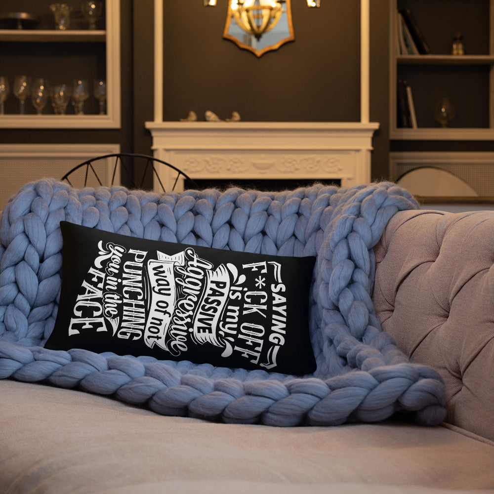 "Saying F*ck Off...:"  Basic Throw Pillow
