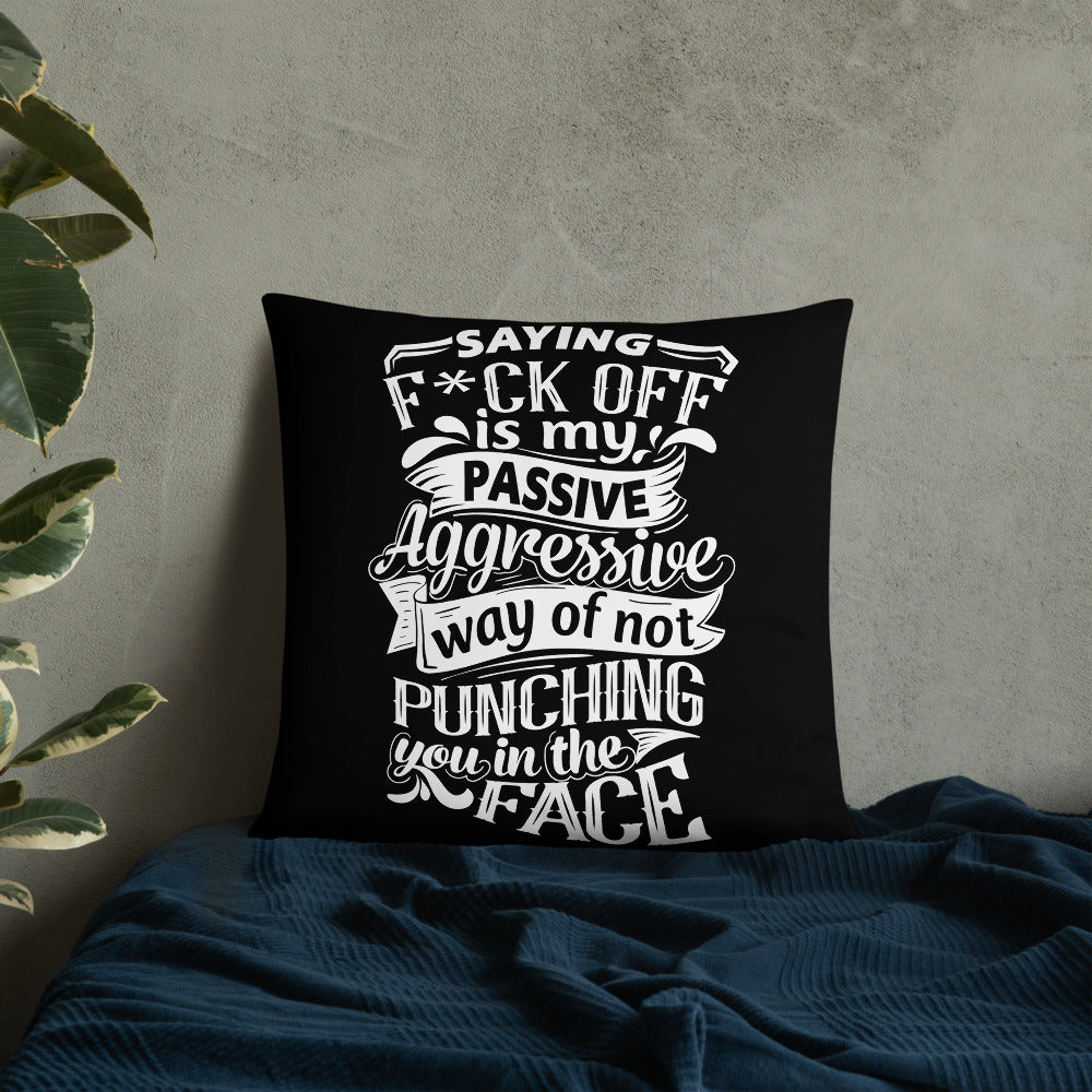 "Saying F*ck Off...:"  Basic Throw Pillow