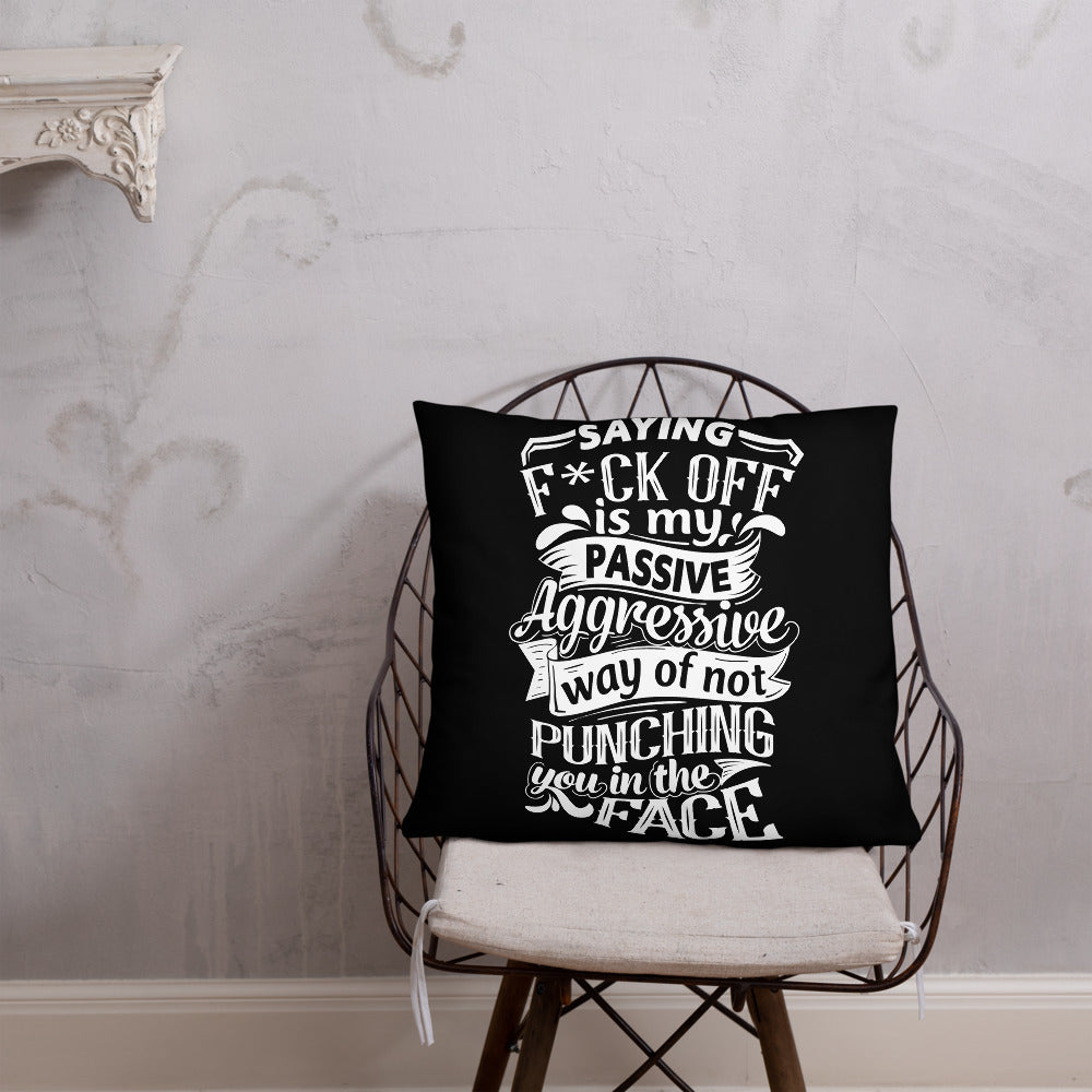 "Saying F*ck Off...:"  Basic Throw Pillow