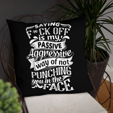 "Saying F*ck Off...:"  Basic Throw Pillow