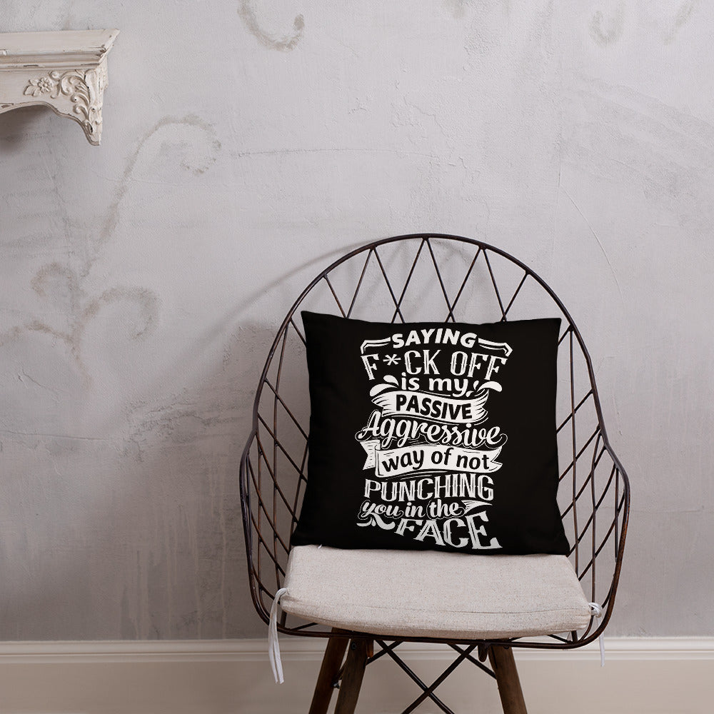 "Saying F*ck Off...:"  Basic Throw Pillow