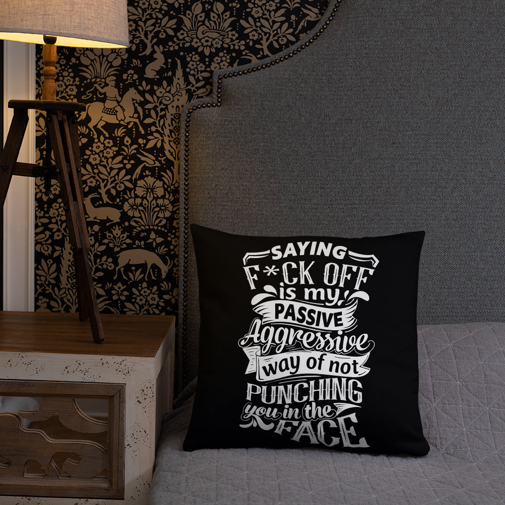 "Saying F*ck Off...:"  Basic Throw Pillow