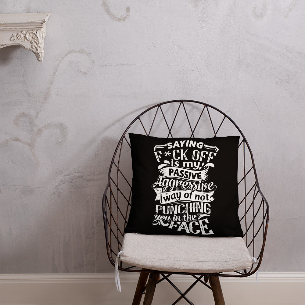 "Saying F*ck Off...:"  Basic Throw Pillow